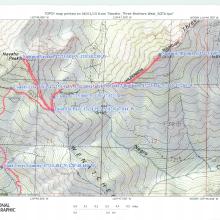 Topo Map Route - upper portion of Navaho - Three Brotheres West trip
